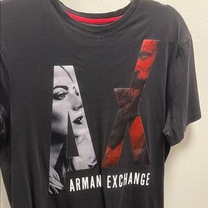 Armani Exchange Black and Red Graphic Tee